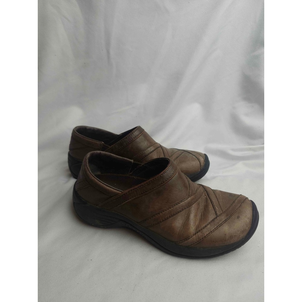 Merrell Encore Eclipse Brown Leather Clogs Womens 5.5 Slip On Shoes